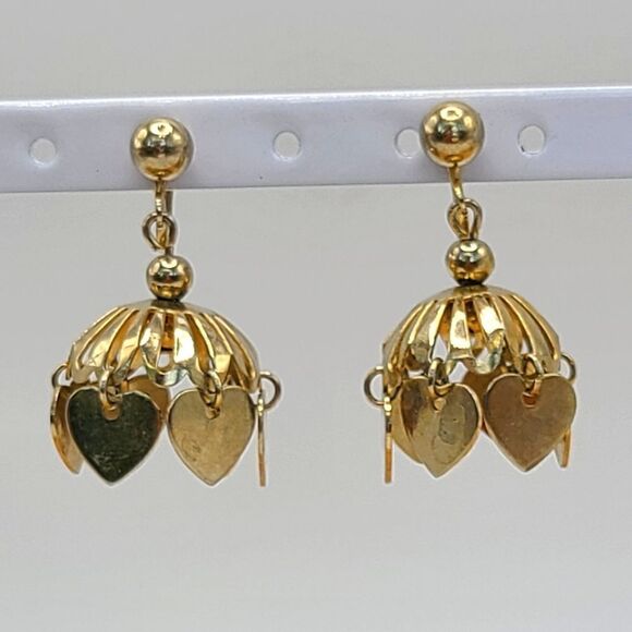 vintage Chandelier screw back earrings, goldtone - Picture 4 of 4